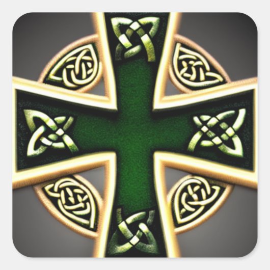 Green Celtic Cross Aufkleber (Vorderseite)