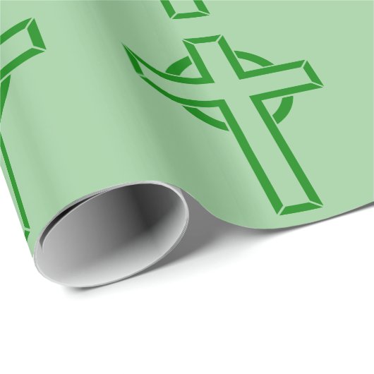 Green Celtic Cross Geschenkpapier (Rolleneckpunkt)