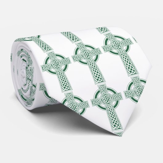Green Celtic Cross Irish St Patricks Day Religiou Krawatte (Gerollt)