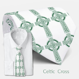 Green Celtic Cross Irish St Patricks Day Religiou Krawatte