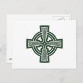 Green Celtic Cross mit Triskele Gravur Postkarte (Vorne/Hinten)
