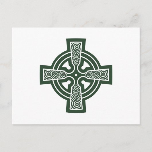 Green Celtic Cross mit Triskele Gravur Postkarte (Vorderseite)