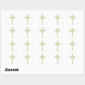 Green Celtic Cross Runder Aufkleber (Blatt)