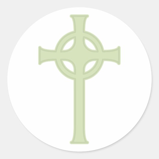 Green Celtic Cross Runder Aufkleber (Vorderseite)