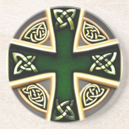 Green Celtic Cross Sandstone Untersetzer