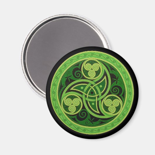 Green Celtic Design Magnet (Vorderseite/Rückseite)