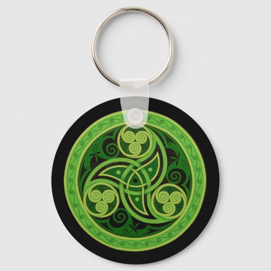 Green Celtic Design Schlüsselanhänger (Kreis) (Vorderseite)