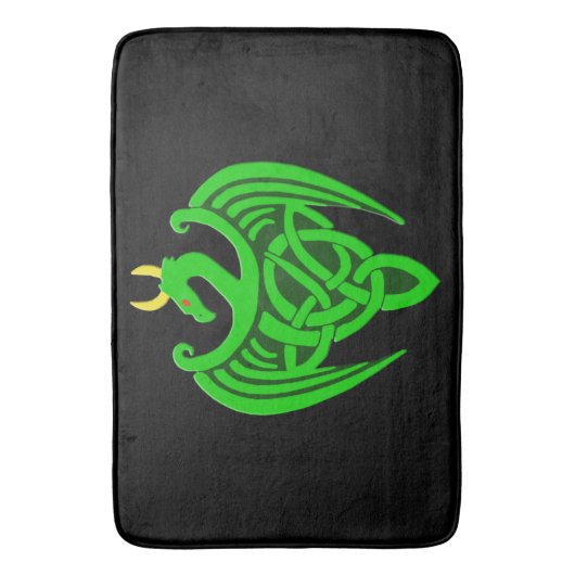 Green Celtic Dragon Bath Mat Badematte (Vorderseite Vertikal)