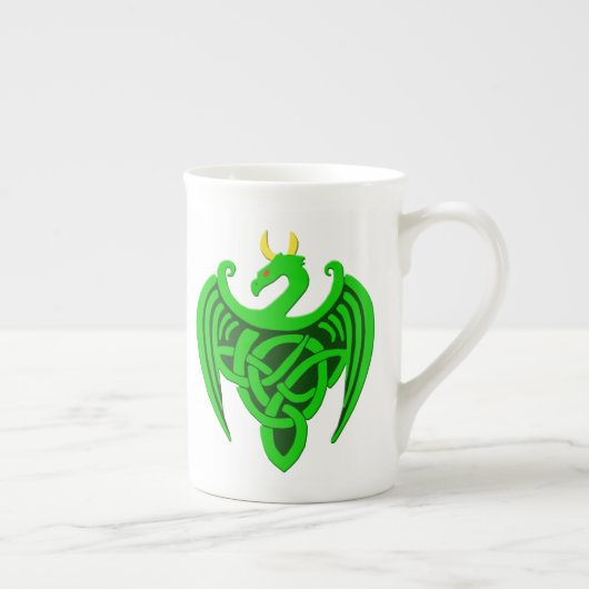 Green Celtic Dragon Bone China Tasse (Rechts)