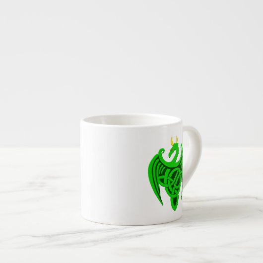 Green Celtic Dragon Espresso Tasse (Vorderseite Rechts)