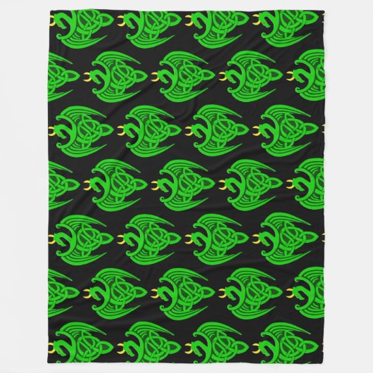 Green Celtic Dragon Fleece Blanket (Vorderseite)