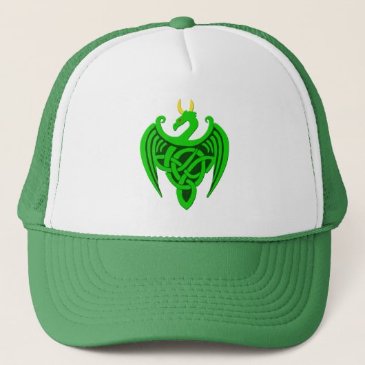 Green Celtic Dragon Hat Truckerkappe (Vorderseite)