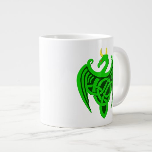 Green Celtic Dragon Jumbo-Tasse (Vorderseite Rechts)