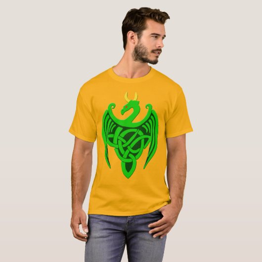 Green Celtic Dragon Long Sleeve Shirt (Vorne ganz)