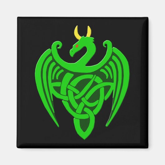 Green Celtic Dragon Magnet (Vorne)