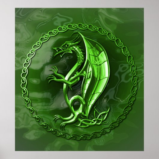 Green Celtic Dragon Poster (Vorne)