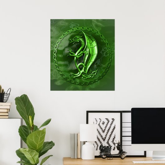 Green Celtic Dragon Poster (Heimbüro)