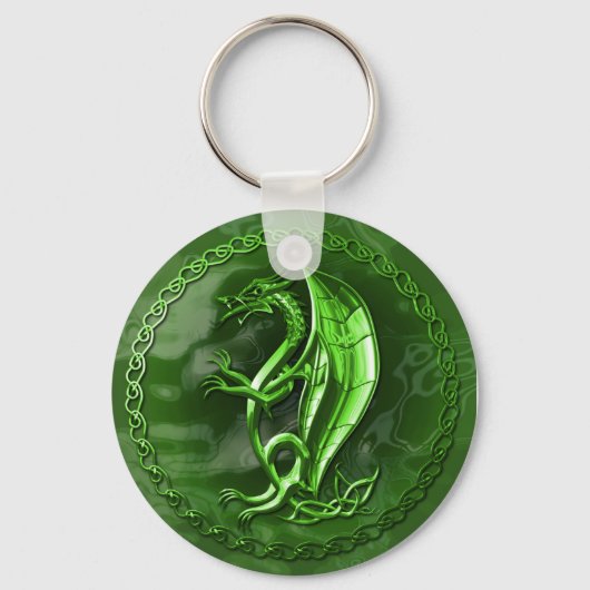 Green Celtic Dragon Schlüsselanhänger (Vorderseite)