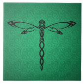 Green Celtic Dragonfly Keramik Tile Fliese (Vorderseite)