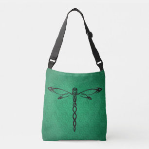 Green Celtic Dragonfly Tragetaschen Mit Langen Trägern