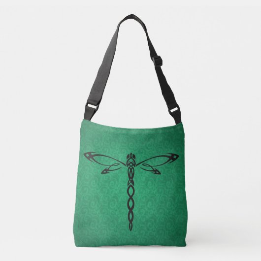 Green Celtic Dragonfly  Tragetaschen Mit Langen Trägern (Vorderseite)