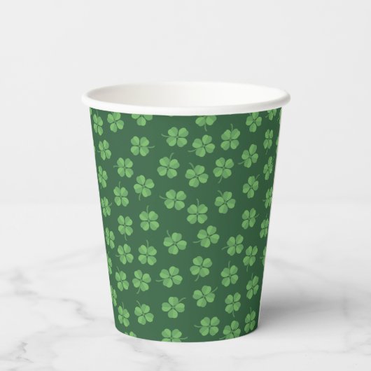 Green Celtic Irish Four Leafed Clovers St Patrick Pappbecher (Rückseite)