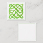 GREEN CELTIC KNOT 2.5" Square Flat Note Card Mitteilungskarte (Vorne/Hinten)