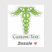 Green Celtic Knot Caduceus Aufkleber (Blatt)