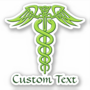 Green Celtic Knot Caduceus Aufkleber