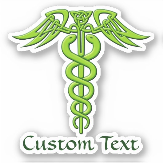 Green Celtic Knot Caduceus Aufkleber (Vorderseite)