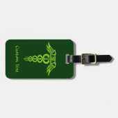Green Celtic Knot Caduceus Gepäckanhänger (Vorderseite horizontal)