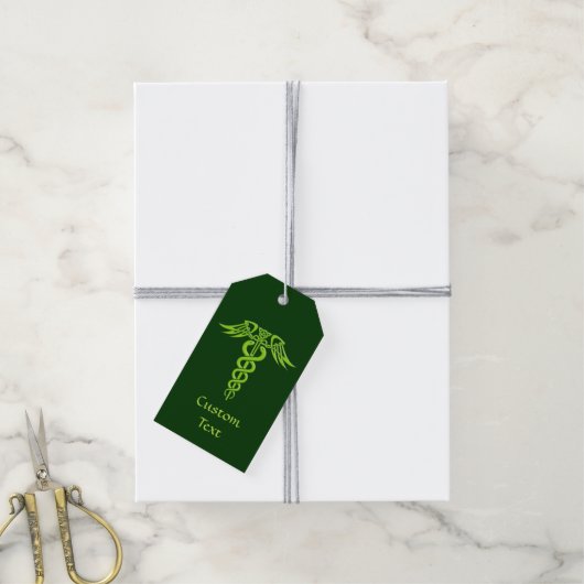 Green Celtic Knot Caduceus Geschenkanhänger (Mit Garn)