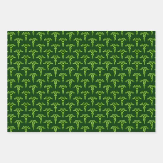 Green Celtic Knot Caduceus Geschenkpapier Set (Vorderseite 3)