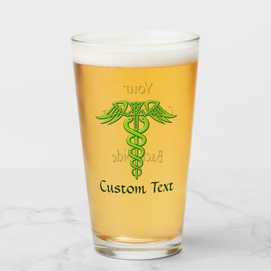 Green Celtic Knot Caduceus Glas (Vorne (Gefüllt))