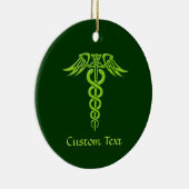 Green Celtic Knot Caduceus Keramik Ornament (Rechts)