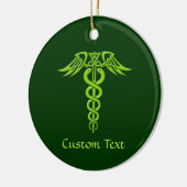 Green Celtic Knot Caduceus Keramik Ornament (Links)