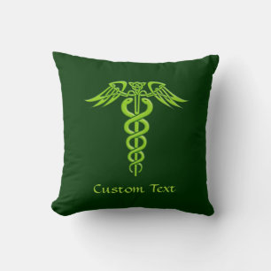 Green Celtic Knot Caduceus Kissen