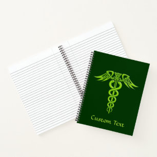 Green Celtic Knot Caduceus Notizblock
