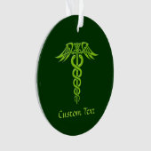 Green Celtic Knot Caduceus Ornament (Vorderseite)