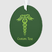 Green Celtic Knot Caduceus Ornament (Vorderseite)