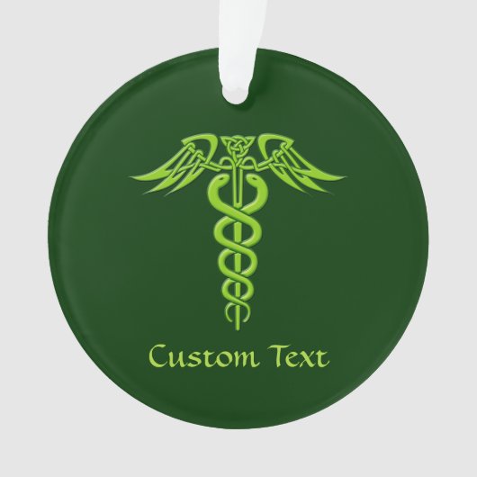 Green Celtic Knot Caduceus Ornament (Vorderseite)