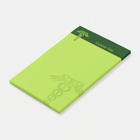 Green Celtic Knot Caduceus Post-it Klebezettel (angewinkelt)