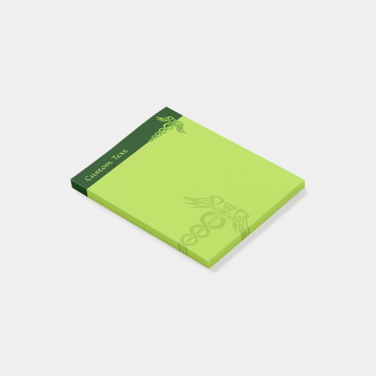 Green Celtic Knot Caduceus Post-it Klebezettel (angewinkelt)