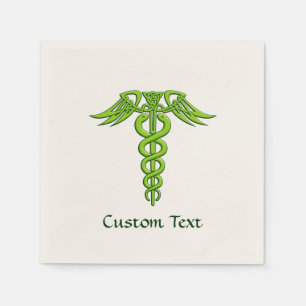 Green Celtic Knot Caduceus Serviette