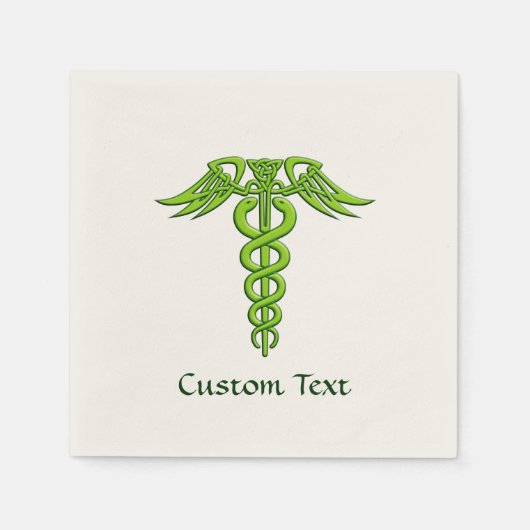 Green Celtic Knot Caduceus Serviette (Vorderseite)