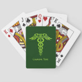 Green Celtic Knot Caduceus Spielkarten (Rückseite)