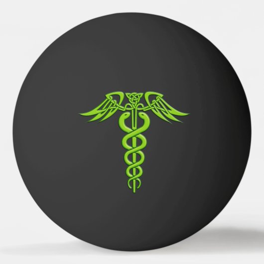 Green Celtic Knot Caduceus Tischtennisball (Vorderseite)