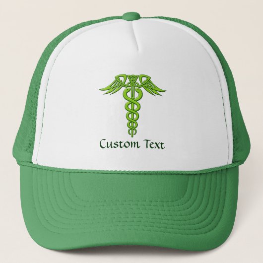 Green Celtic Knot Caduceus Truckerkappe (Vorderseite)