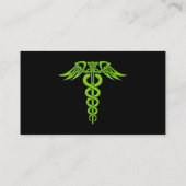Green Celtic Knot Caduceus Visitenkarte (Rückseite)