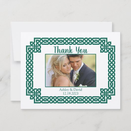 Green Celtic Knot Claddagh Irish Wedding Vielen Da (Vorderseite)